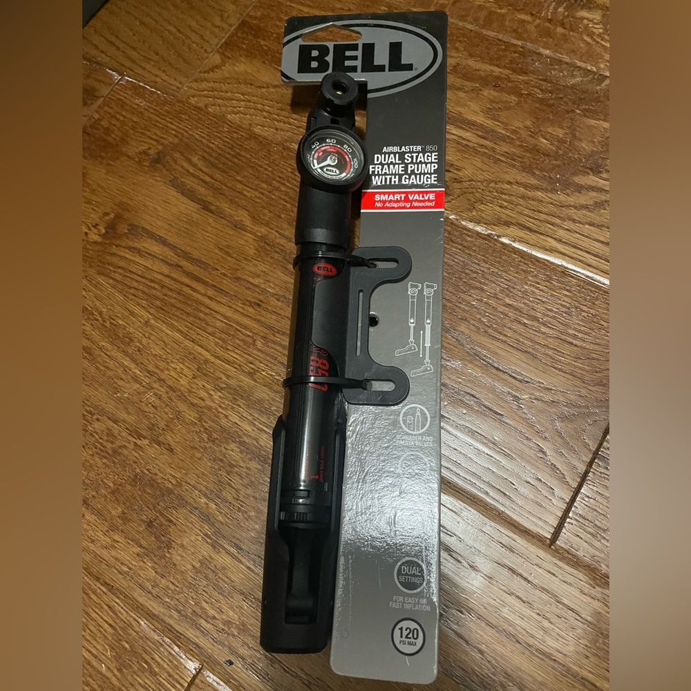 Bell AirBlaster 850 Dual Stage Frame Pump w Gauge Smart Valve 7116532 bicycle